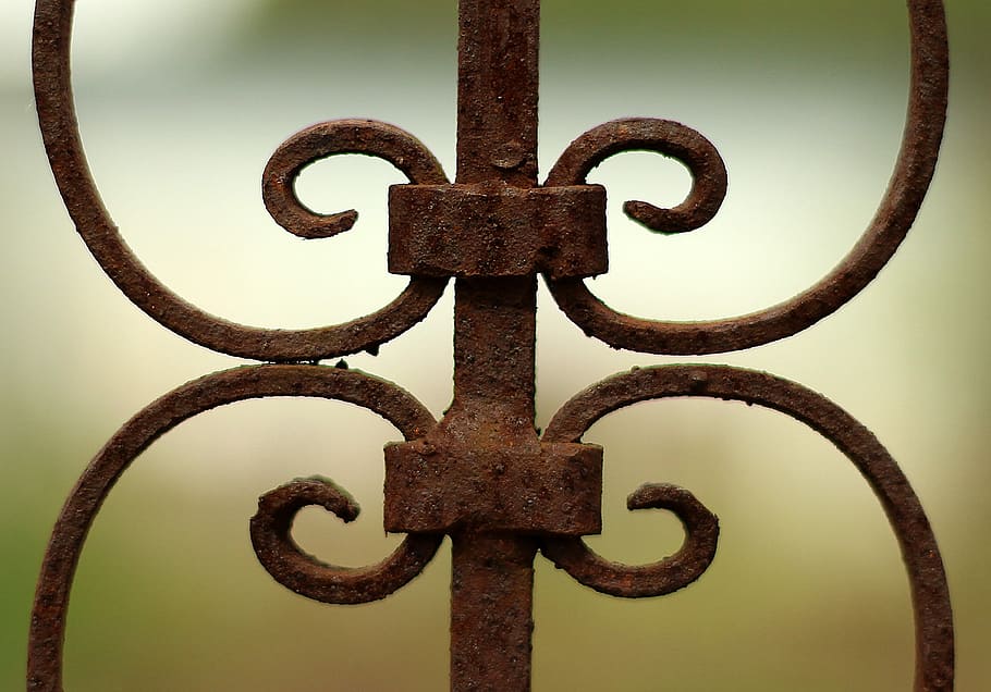 Old Iron, Fence, Fencing, old iron fence, iron, forged, old, metal, background, rust