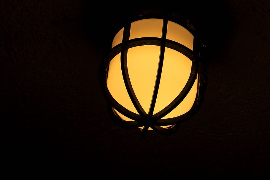 lantern, night, yellow, street lamp, light, lamp, road, street lighting, city, elektrik