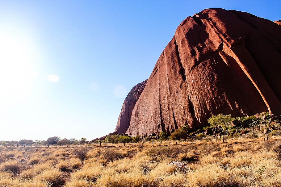 brown rock formation, uluru, australia, nature, travel, tourism, desert, outback, outdoor, territory