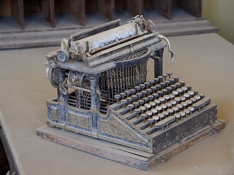 old typewriter, ghost town, bodie, wild west, usa, typewriter, metal, machinery, day, high angle view