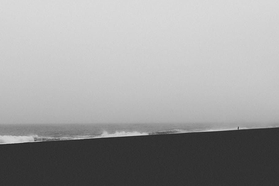 grayscale photo, sea, water, waves, crash, ocean, grayscale, black And White, beach, nature