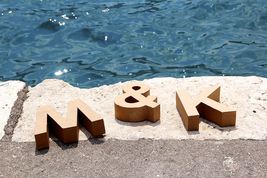 K, Water, Bank, Letters, Wood, m and k, water, day, fun, sea, outdoors