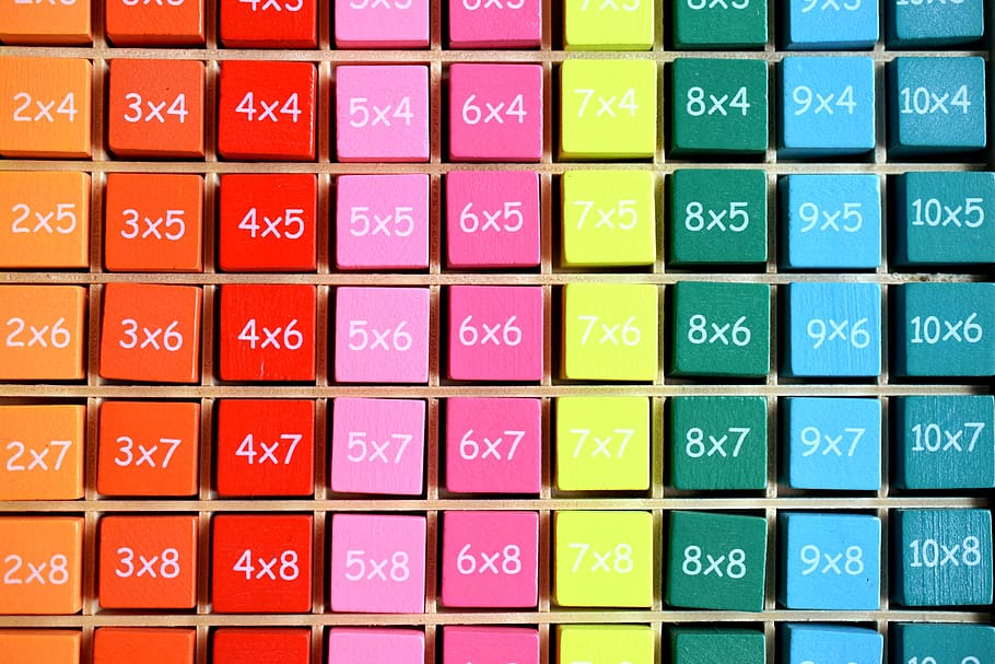 matrix, table, colors, streaky, school, in a row, multi colored, number, text, choice
