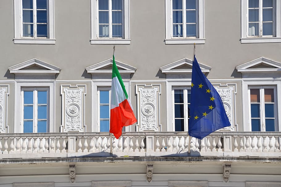 italy, trieste, city, architecture, building, historically, europe flag, italy flag, building exterior, flag