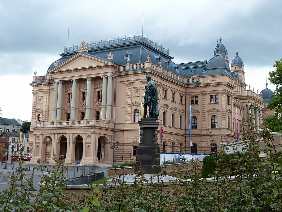 schwerin, mecklemburgo pomerânia ocidental, arquitetura, capital do estado, teatro, ópera, locais de interesse, construção, historicamente, colunar