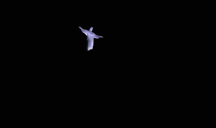 救世主キリスト, リオデジャネイロ, リオ, 飛行, 黒の背景, 人なし, 夜, 飛行機, 動物のテーマ, コピースペース