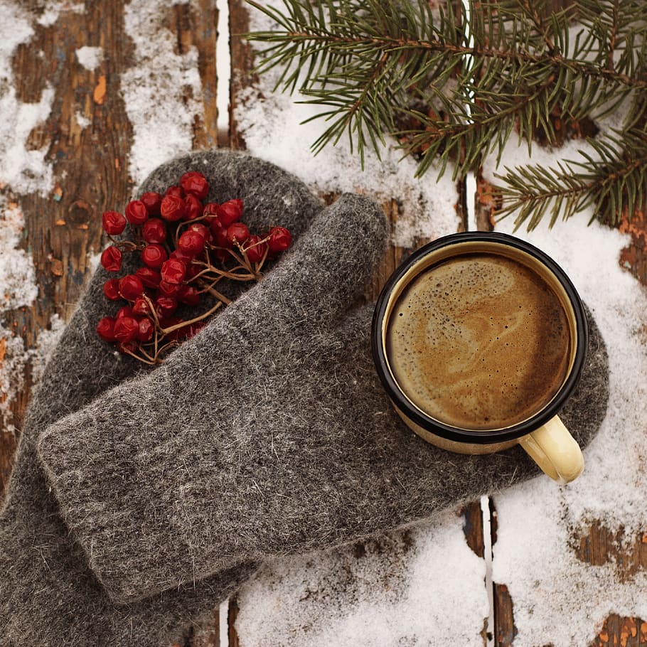 café, luva, inverno, luvas, quente, neve, frio, aconchegante, aroma, bebida