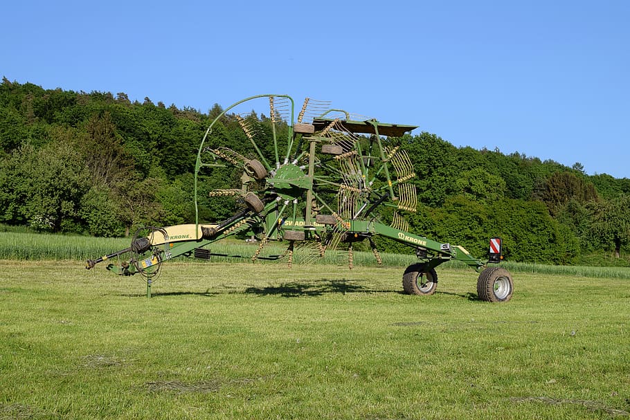 windrower, hay tedders, computing, iron, old, metal, rusty, rust, old device, machine