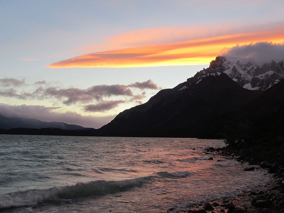 patagonia, chile, torres del paine, national park, mountain, sunset, cloud, evening sky, nature, weather mood