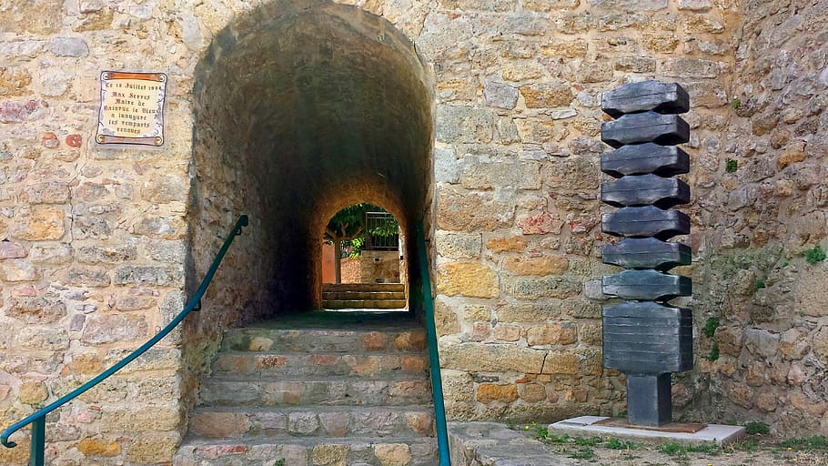 Balaruc, Francia, Frente, Puerta, puerta principal, entrada, porche, patrimonio, muralla, pared