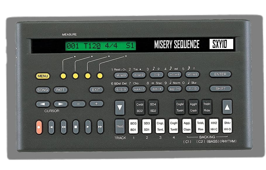 black, misery sequence sxy 10, sxy10, displaying, 001 t 12q 4/4, t12q, s1, Sequencer, Midi, Music, Studio