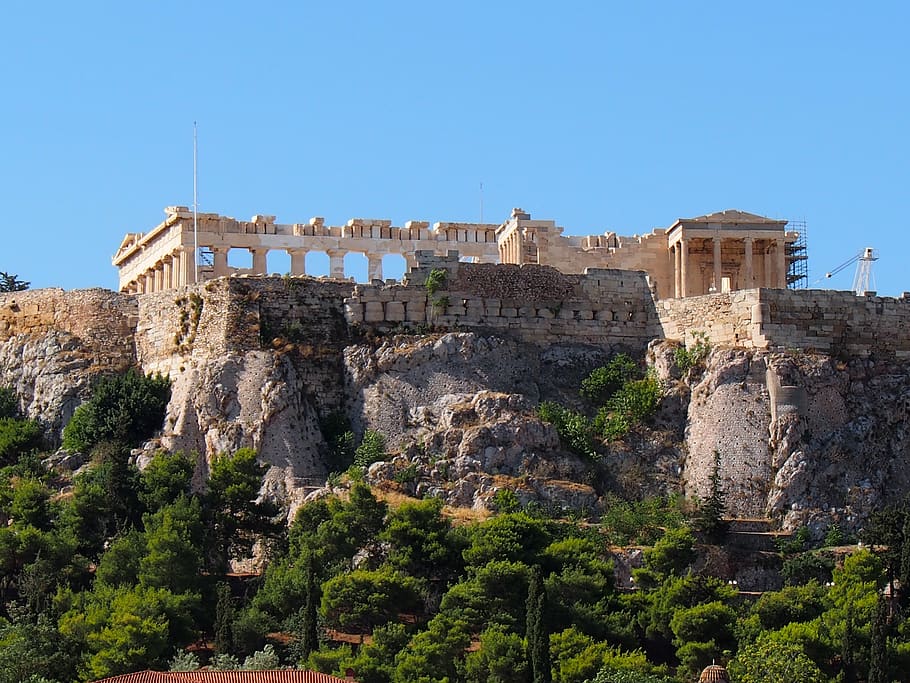 acrópole, templo de atena, atenas, atina, grécia antiga, arquitetura, estrutura construída, passado, história, antigo