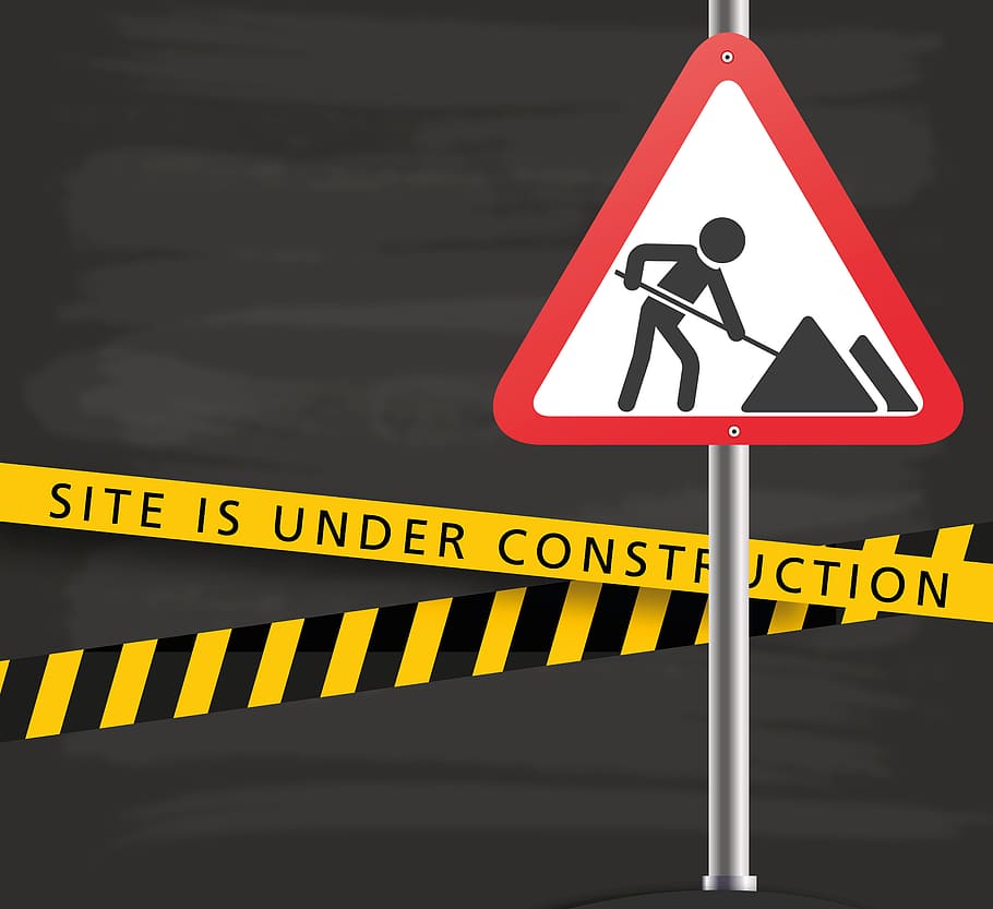 サイト, 建設看板, 建設中, シールド, ウェブサイト, 看板, 閉鎖, 到達不能, 利用不可, 警告ストライプ