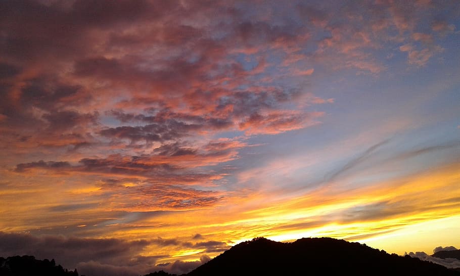 夕日 自然 パノラマ 夜明け 太陽 空 雲 空 夕焼け シルエット 風景 自然 Pxfuel