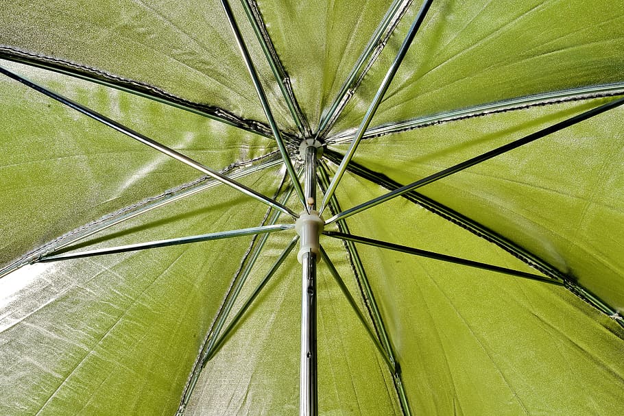 screen, linkage, open, reflector umbrella, stretched, green color, protection, full frame, backgrounds, close-up