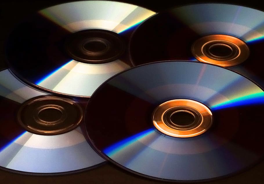 varios, compactos, discos, arriba, tabla, cd, dvd, borde, refracción, demarcación