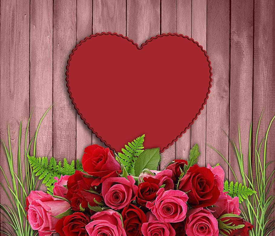 心の壁の装飾, 横に, バラ, 愛, ローザ, ロマンチック, 花, 花の花束, 木材, 背景