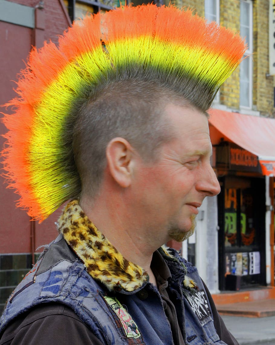 Punks, Colored, Hair, Outsider, colored hair, unusual, headshot, one man only, one person, only men