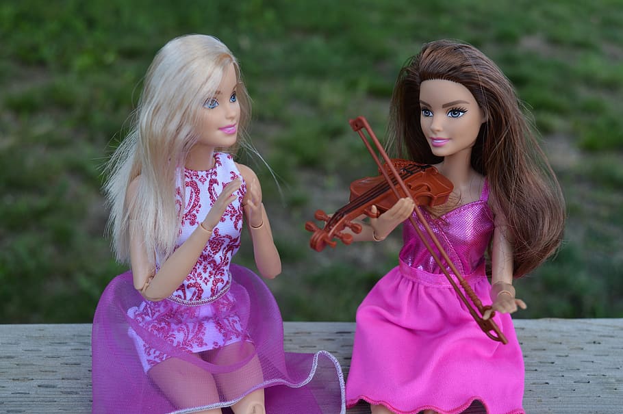 violín, barbie, muñeca, música, tocar, aplaudir, juguetes, mujeres, amigos, apoyo