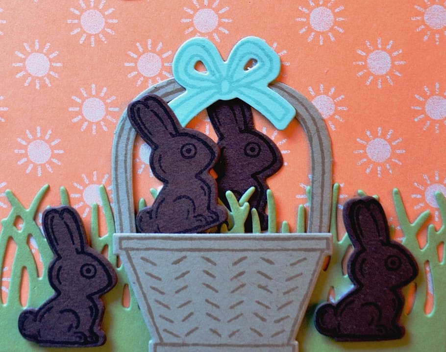easter, bunny, chocolate, rabbit, holiday, stamp, cutout, handmade, celebration, decoration