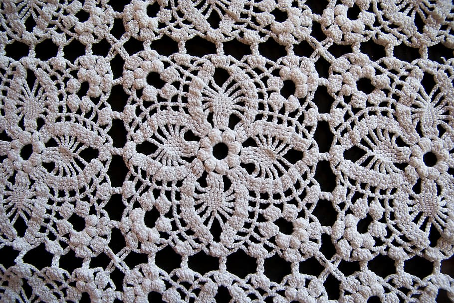 white, knit, floral, textile, black, surface, Lace, Hook, Wire, Embroidery