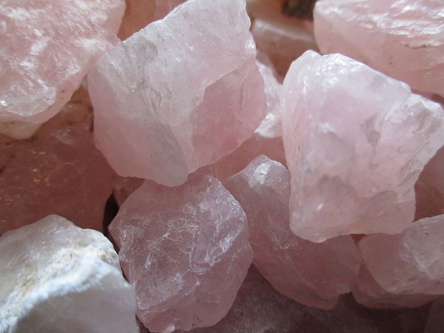 quartzo rosa, cristais, gema, pedra, rosa, cura, rochas, nova era, cósmica, cristal