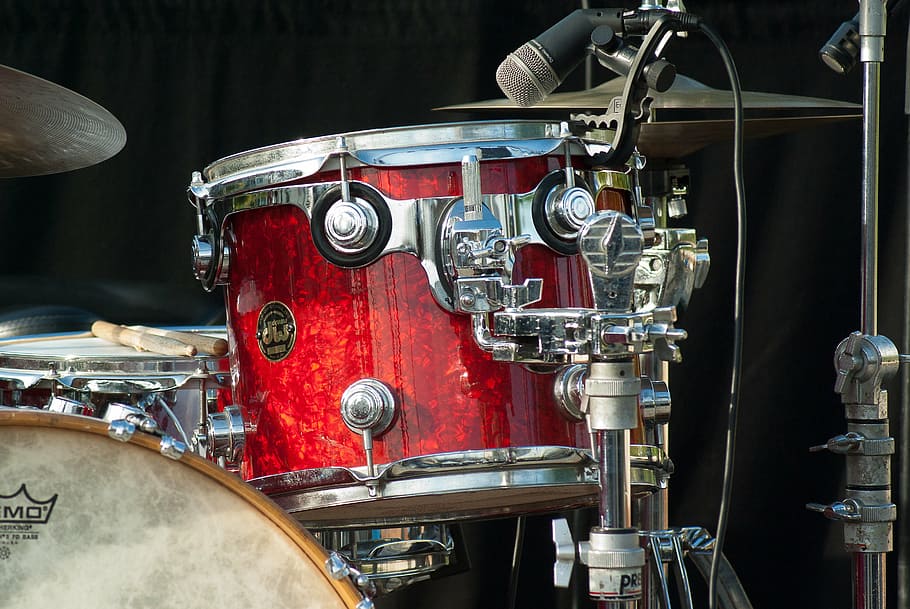 red, gray, drum, close, music, battery, instruments, musician, drummer, percussion Instrument