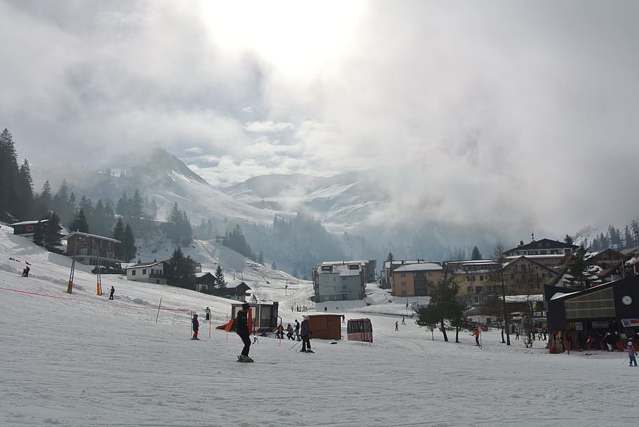 Stoos, Swiss, Bermain Ski, Schwyz, gunung, salju, musim dingin, di luar ruangan, waktu luang, suhu dingin