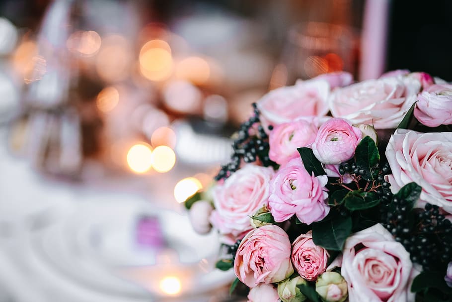 meja, dekorasi, set meja, pink, liburan, glamour, xmas, natal, bunga, tanaman berbunga