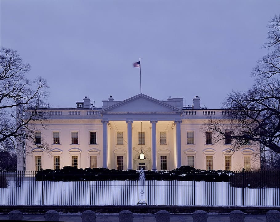 white house, mansion, president, home, architecture, building, icon, symbol, landmark, dusk