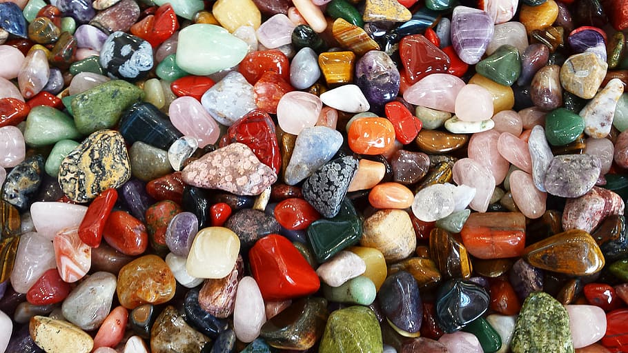 lote de decoración de piedra de colores variados, piedras, colorido, deco, color, gemas, gran grupo de objetos, marco completo, variación, multicolores