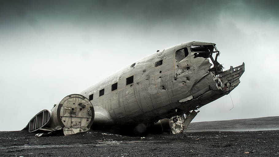 wreck plane, digital, wallpaper, airplane, wrecked, plane, aircraft, crash, disaster, catastrophe