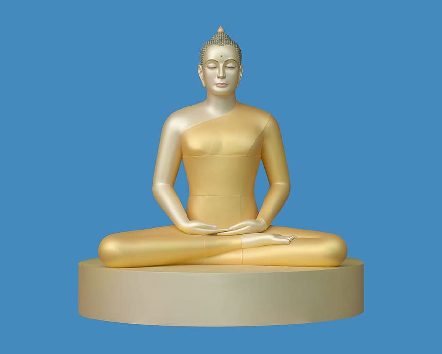 Buddha, Meditasi, Renungkan, wat, phra dhammakaya, thailand, emas, patung, duduk, perdamaian
