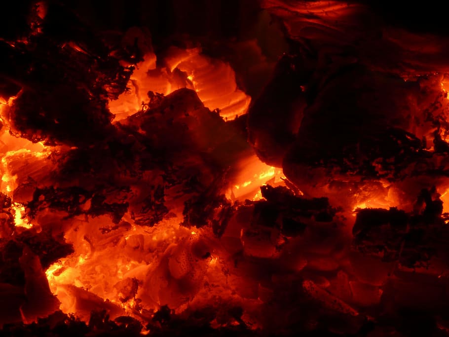 溶岩と岩, 火, 残り火, 熱, 炎, ホット, バーベキュー, 燃焼, 火-自然現象, 熱-温度