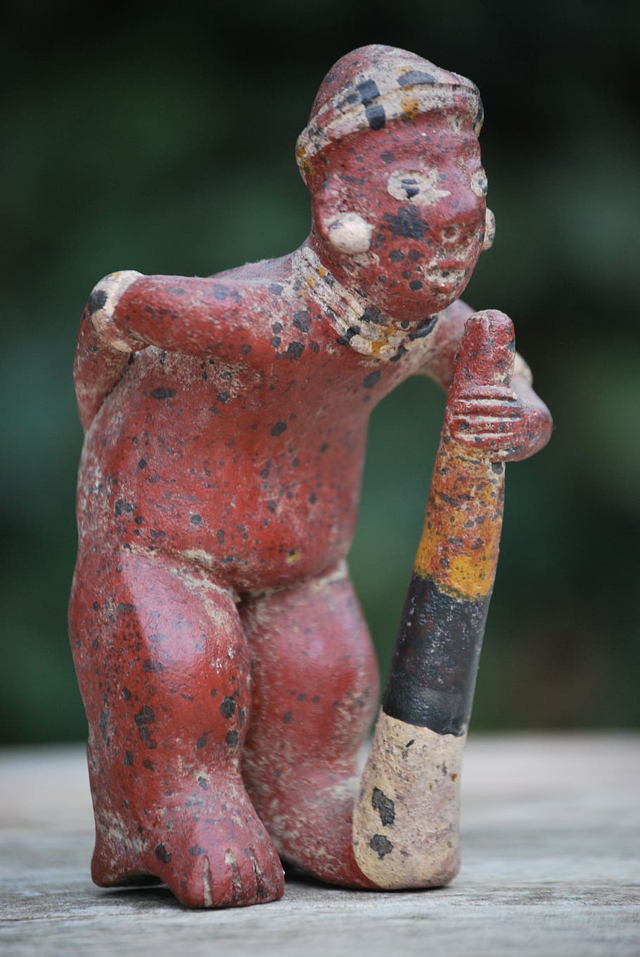 mexico, figurine, old man, walking stick, handmade, culture, focus on foreground, close-up, rusty, day
