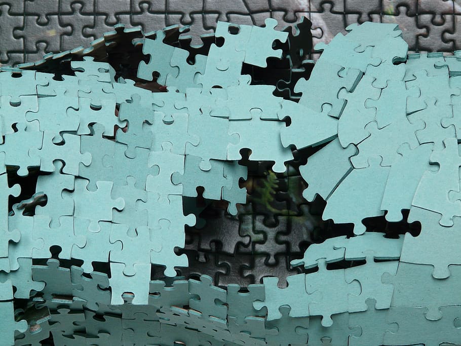 puzzle, play, pieces of the puzzle, insert into each other, overlapping hooks, getting caught, jigsaw piece, jigsaw puzzle, connection, large group of objects