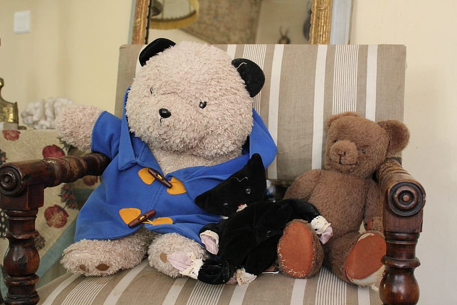 Teddy, Bear, Bear Cub, Teman, Mainan, Kursi, persahabatan, set, boneka beruang, boneka mainan