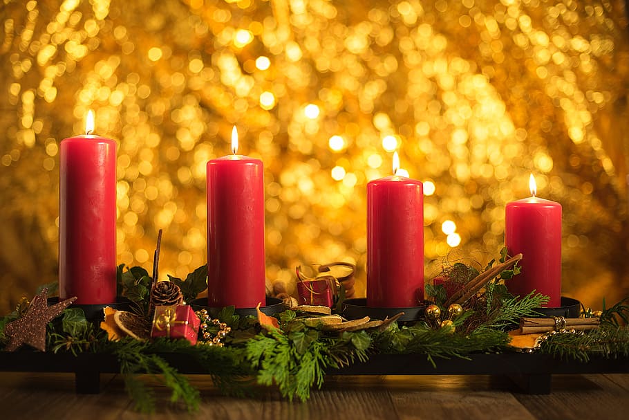 Adviento, cuarto, velas, navidad, cuarta vela, luz, luz de las velas, llama, tiempo de navidad, joyas de navidad