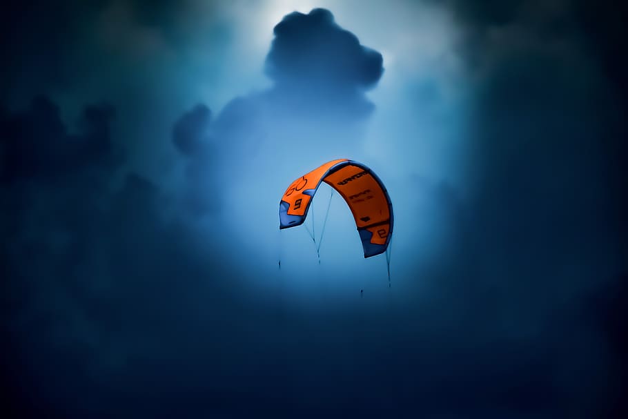 cielo, kite board, kite, viento, deporte, extremo, acción, kiteboarding, aire, kitesurf