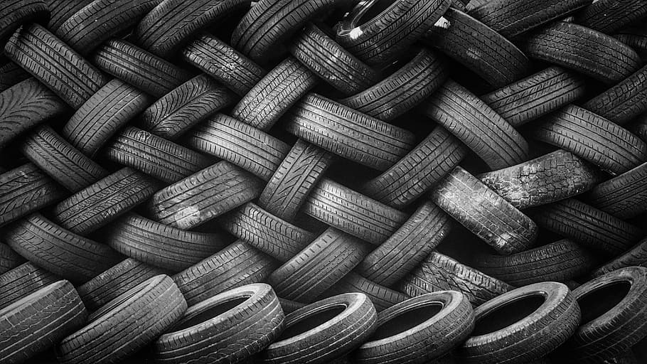 vehicle tire lot, pile, rubber, stacked, tires, full frame, backgrounds, large group of objects, pattern, abundance