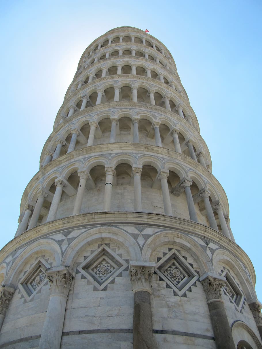 pisa, tuscany, torre, low angle view, architecture, built structure, history, the past, travel destinations, sky