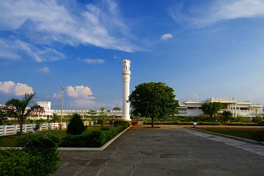 pilar ashoka, ibukota singa, lambang nasional, budha vihar, gulbarga, karnataka, india, bangunan eksterior, langit, arsitektur