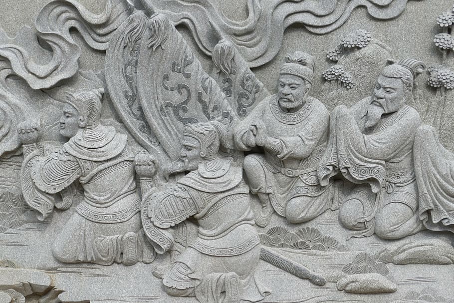 taiwan, imagem, alívio, budismo, templo, figura, deuses, pedra, músico, arte e artesanato
