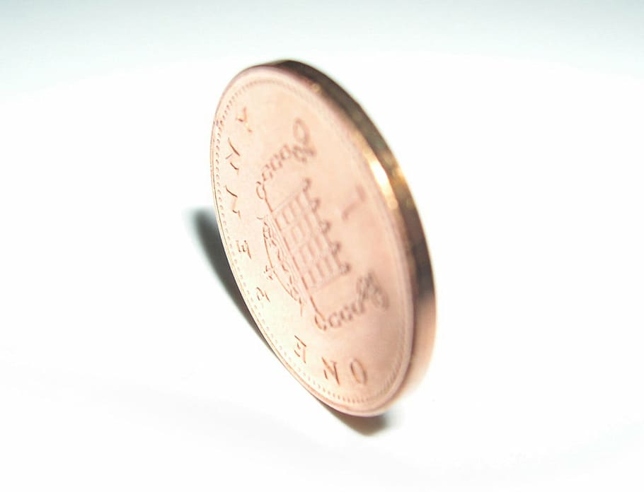penny, british penny, coin, copper, portcullis, close-up, money, bank, mint, value