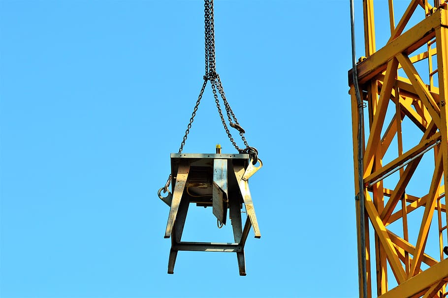 crane, baukran, load crane, lengan crane, angkat beban, gergaji bundar, perlindungan pencurian, pekerjaan konstruksi, situs, mengangkat crane
