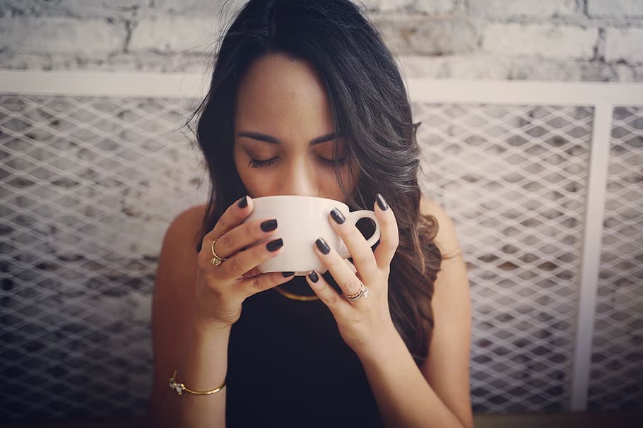 coffee, hot, drink, espresso, cup, people, woman, hand, bracelet, one person