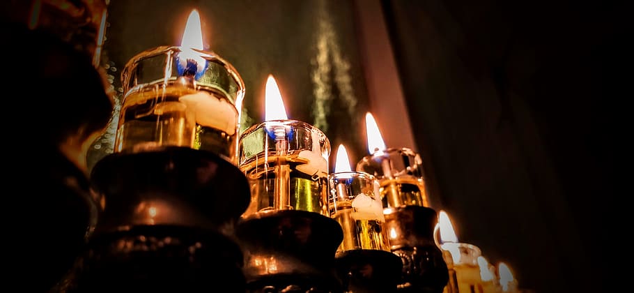 candles, light, candlelight, candle, religion, flame, chanukah, night, jewish, hanukah
