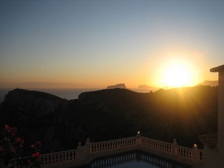 sunset, s, orange, sea, sun, sky, spain, costa del sol, coast, rock