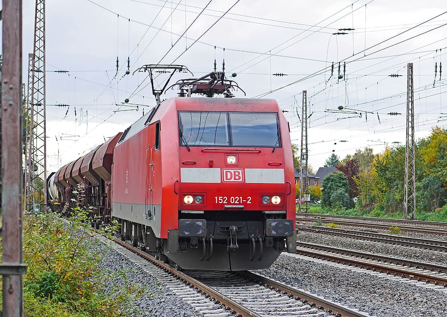 freight train, deutsche bahn, exit, marshalling yard, hamm, westfalen, br152, electric locomotive, force ostentatious, mixed