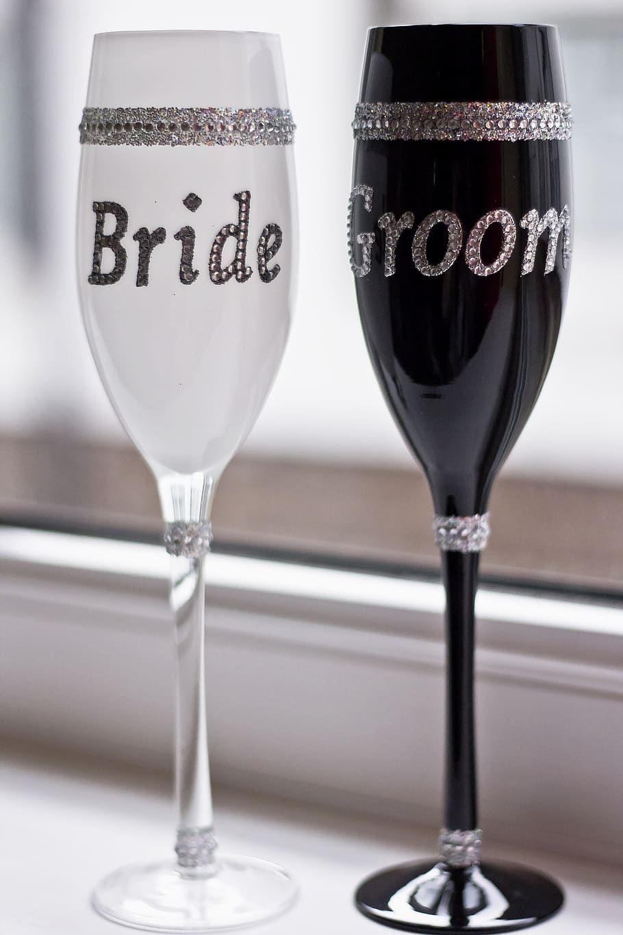 goblets, glasses, glass, drink, wedding, bride, groom, couple, celebrate, marriage